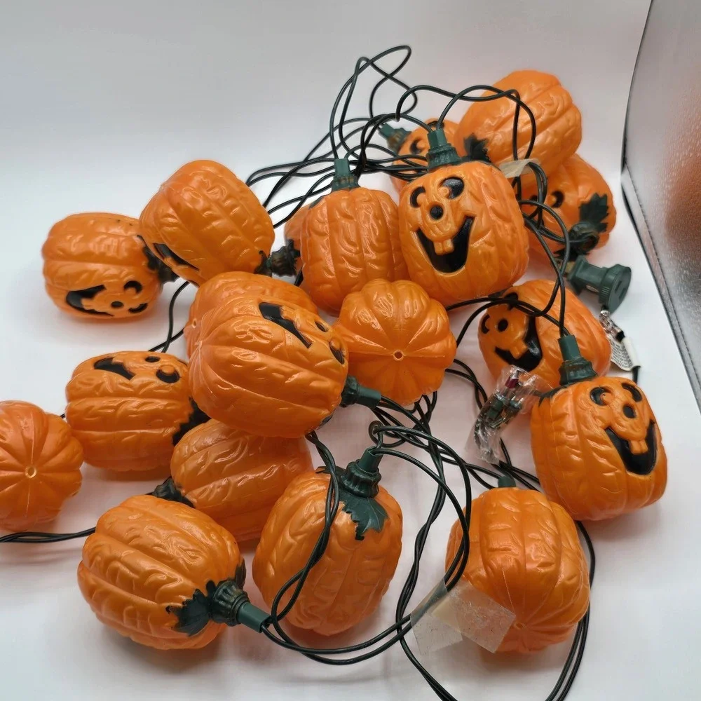 Vintage Halloween Blow Mold 20 Pumpkin Jack O Lantern String Lights